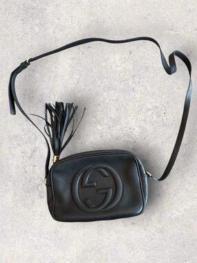 Gucci Black Soho Pebbled Leather Crossbody with Tassel